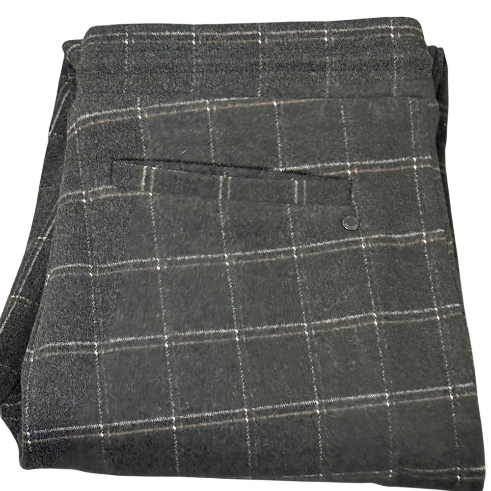 Kollar Clothing Mens Black Plaid Windowpane Slim Fit Pants Snap Ankle Size M